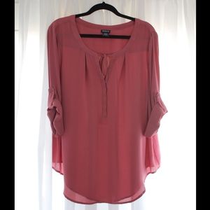 Tie Front Georgette Pullover